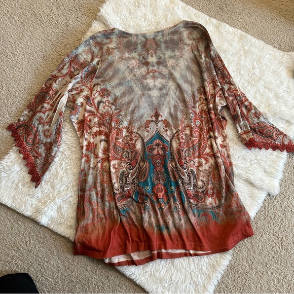 3X Live and let Live bohemian bell sleeve shirt - Picture 2 of 11